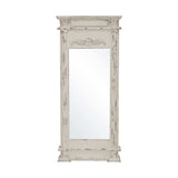 Shabby Chic stílusú, antik fehér színű, díszes fa falitükör