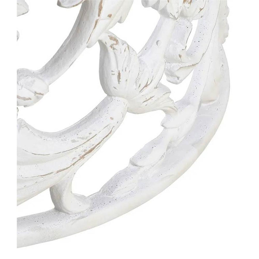 Shabby Chic stílusú, kör alakú, kézműves fenyőfa dohányzóasztal