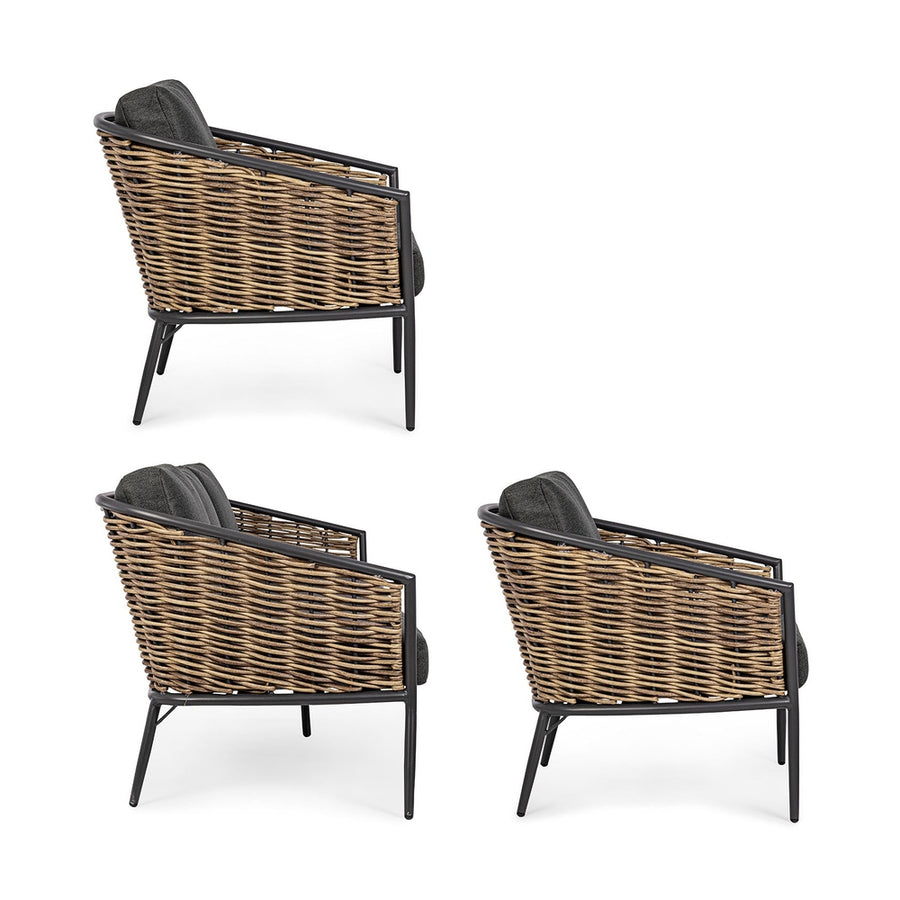 Sötétszürke színű kerti ülőgarnitúra.