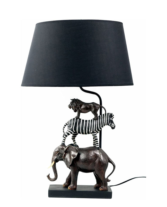 Szavannai állat figurás, 60 cm magas, trópusi stílusú asztali lámpa.