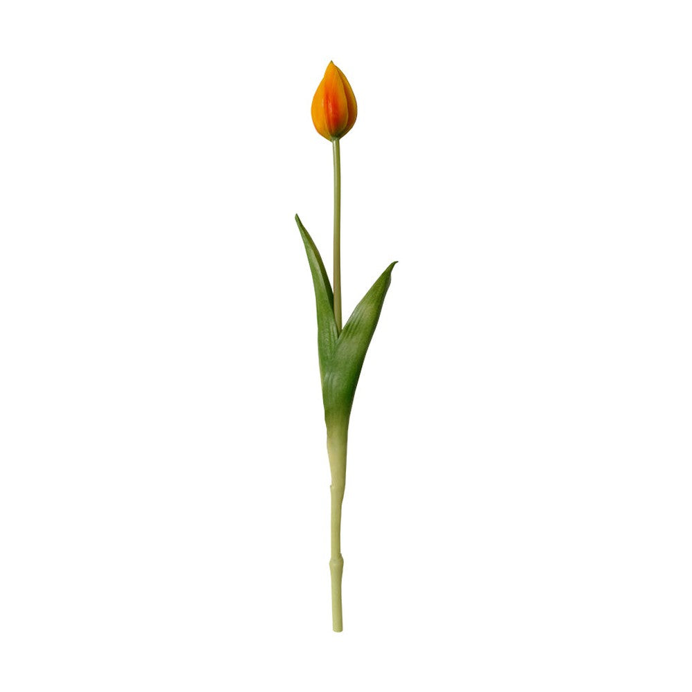 Élethű megjelenésű, narancssárga színű bimbós tulipán művirág