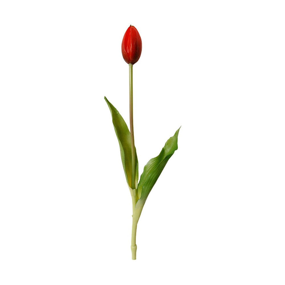 Élethű megjelenésű, piros színű bimbós tulipán művirág