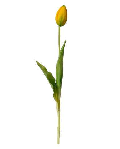 Élethű megjelenésű, sárga színű bimbós tulipán művirág