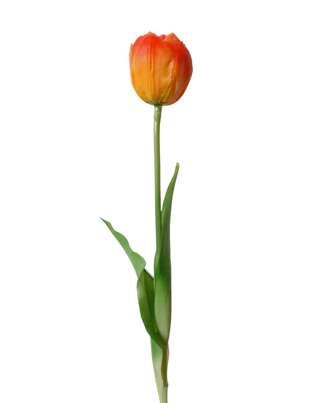 Élethű megjelenésű, narancssárga színű nyílt virágú tulipán művirág