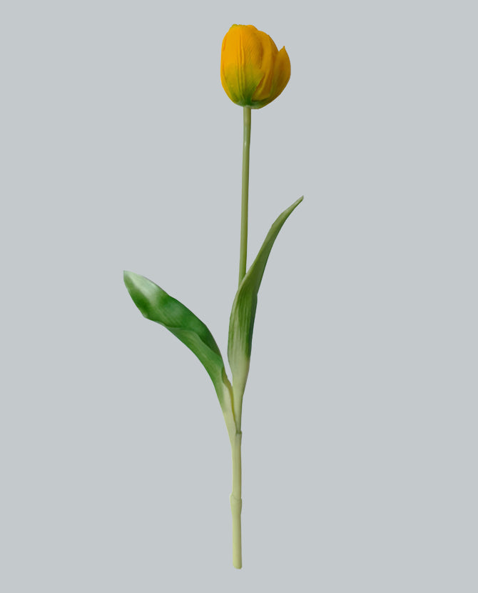 Élethű megjelenésű, sárga színű nyílt virágú tulipán művirág