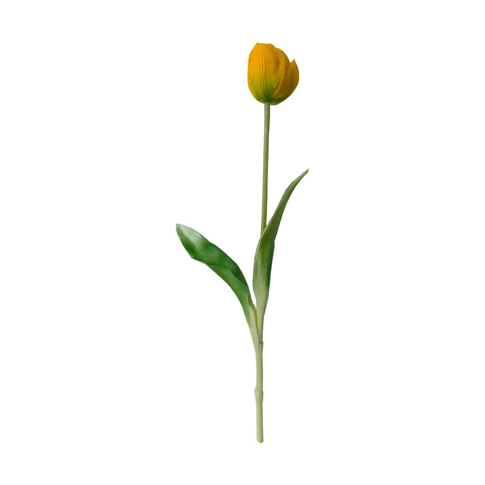 Élethű megjelenésű, sárga színű nyílt virágú tulipán művirág