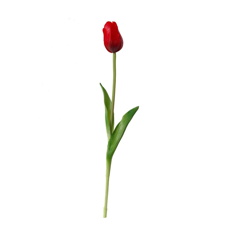 Élethű megjelenésű, piros színű szálas művirág tulipán