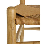 Vintage stílusú, szilfából készült, natúr színű rattan ülőfelülettel rendelkező, formatervezett kézműves karosszék