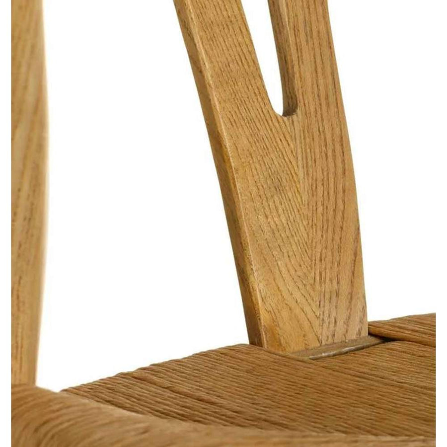 Vintage stílusú, szilfából készült, natúr színű rattan ülőfelülettel rendelkező, formatervezett kézműves karosszék