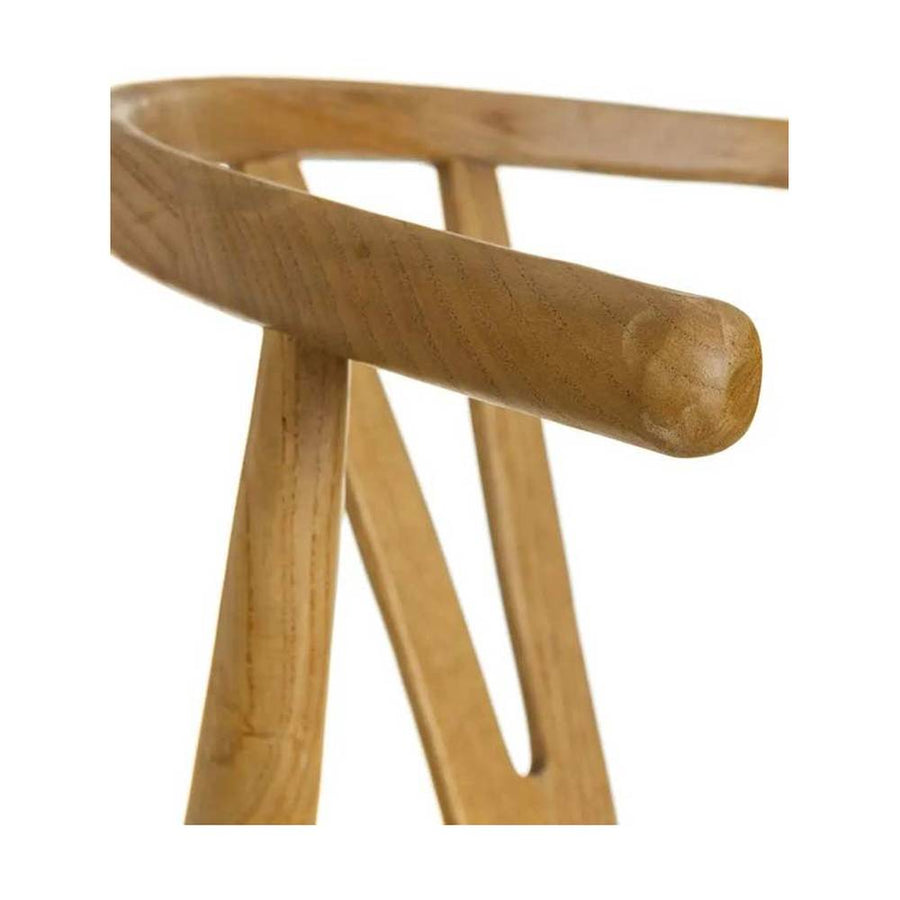 Vintage stílusú, szilfából készült, natúr színű rattan ülőfelülettel rendelkező, formatervezett kézműves karosszék