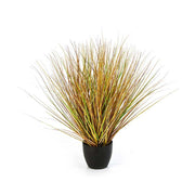 Őszi hangulatú, dús kialakítású, 65 cm magas, mű szökőkút fű bokor, fekete műanyag kaspóban.