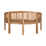 Natúr színű teakfából készült, 150 cm hosszú, banán formájú kerti pad.