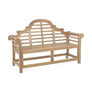 Angol vidéki stílusú, natúr színű teakfából készült kerti pad.