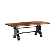 Állítható magasságú, 220 cm hosszú, ipari öntöttvas lábakon álló, újrahasznosított fából készült loft stílusú étkezőasztal 