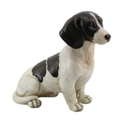 Vintage stílusú, nagyméretű, krém színű, foltos kölyök kutya figura