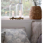 Loft stílusú, uvegbúrás, antik réz színű fém gyertyatartó a thomas kollekcióból