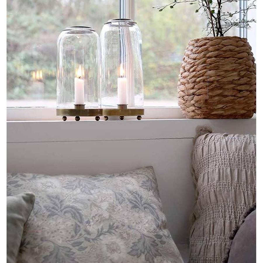 Loft stílusú, uvegbúrás, antik réz színű fém gyertyatartó a thomas kollekcióból