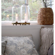 Loft stílusú, uvegbúrás, antik réz színű fém gyertyatartó a thomas kollekcióból