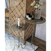 Loft stílusú, uvegbúrás, antik réz színű fém gyertyatartó a thomas kollekcióból