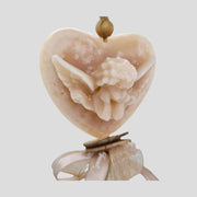 Vintage stílusú, vanília illatú kézműves illatfüzér, angyal figurás szív formájú krémviasszal..