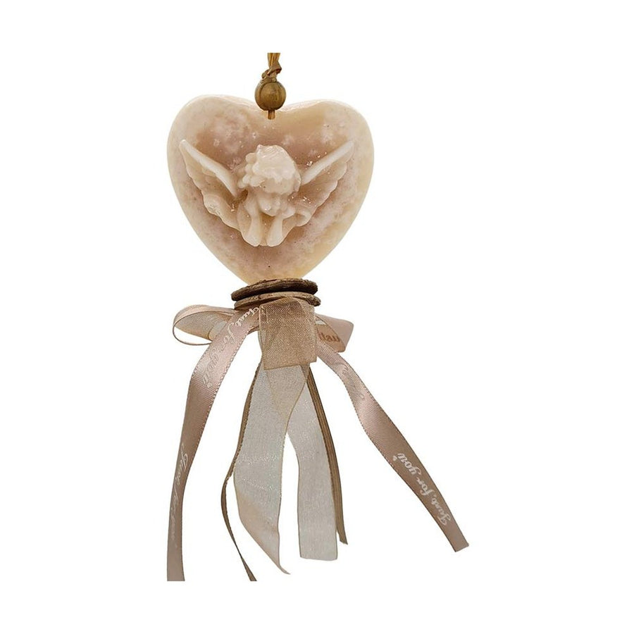 Vintage stílusú, vanília illatú kézműves illatfüzér, angyal figurás szív formájú krémviasszal.