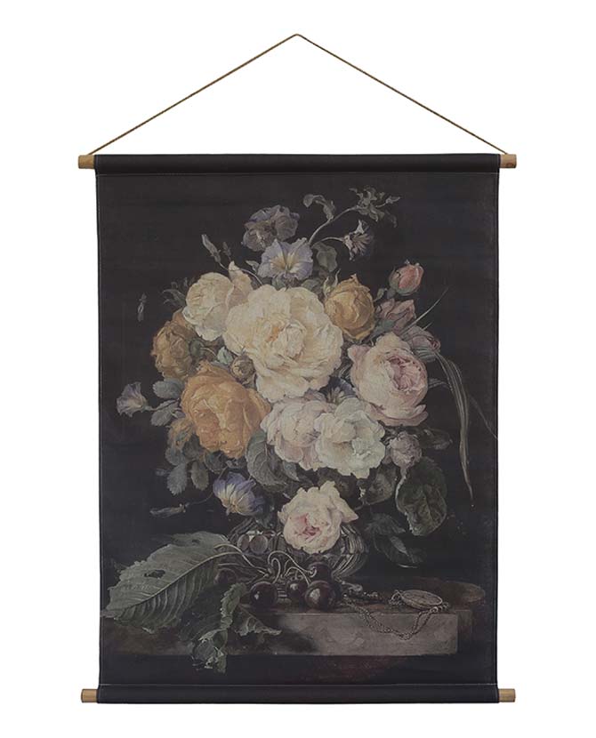 Nagyméretű, 97 cm magas vintage stílusú virágcsendélet vászonprinten