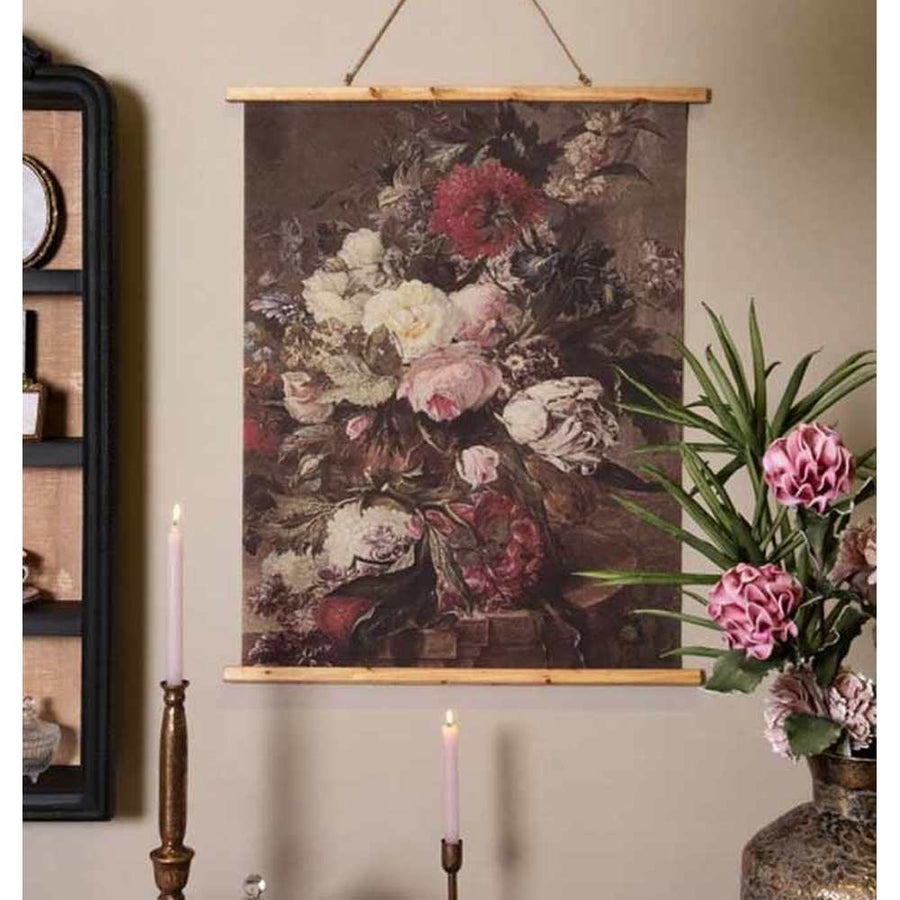 Vintage stílusú, nagyméretű virágcsendélet vászonprinten