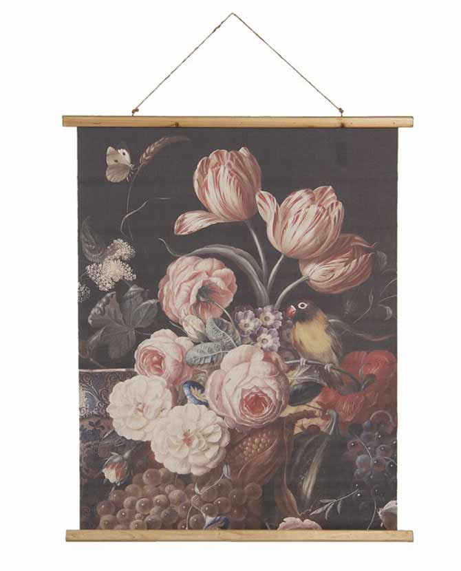 Vintage stílusú, nagyméretű virágcsendélet vászonprinten