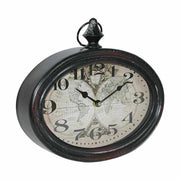 Vintage stílusú, fémből készült antik térképes, ovális falióra