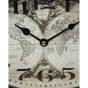 Vintage stílusú, fémből készült antik térképes, ovális falióra