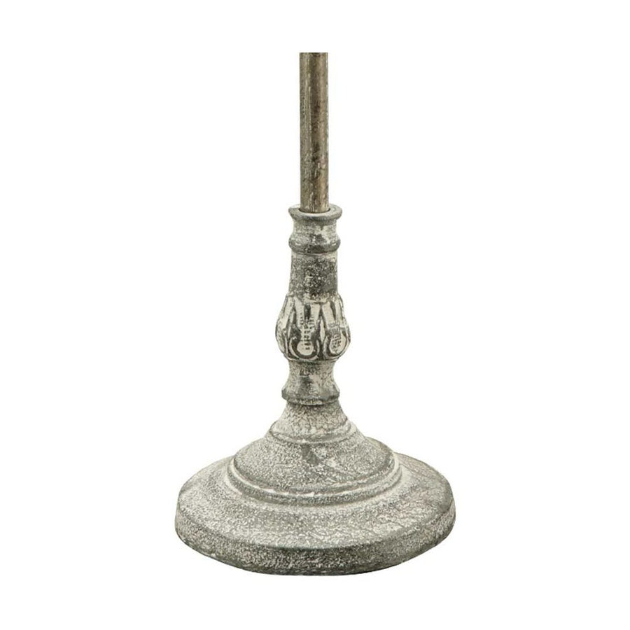 Vintage stílusú, 60,5 cm magas, antikolt felületű asztali lámpa áttört csipke mintázatú fém lámpaernyővel