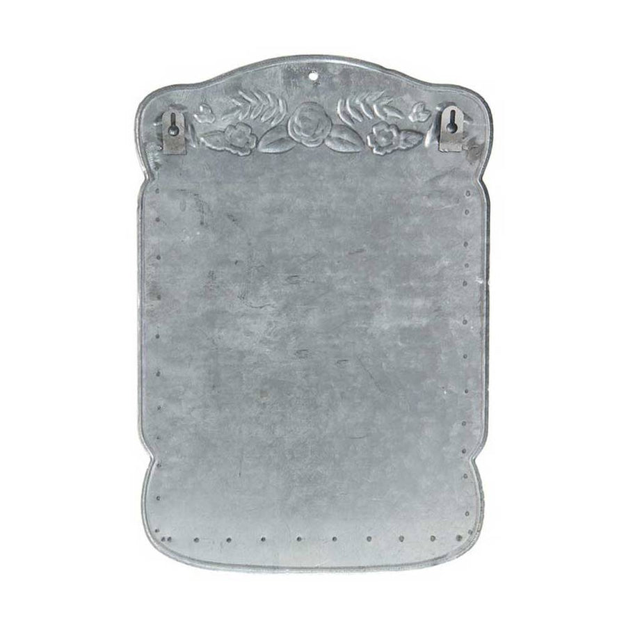 Vintage stílusú, fémből készült, fehér színű növényi dombormintával díszített, "Country Post" feliratú antik fekete dekor postaláda