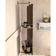 Vintage stílusú, forgatható fém falitükör 2 db polccal