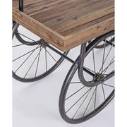 Prémium kategóriás, vidéki vintage stílusú, 160 cm hosszú és 189 cm magas, vásári jellegű, kerekes  kiállítóasztal