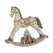 Antikolt felületű, krémszínű karácsonyi dekor hintaló.