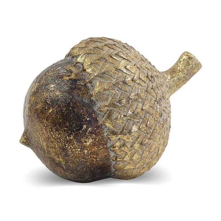 Fa hatású, antik aranyszínnel patinázott karácsonyi makk dísz.