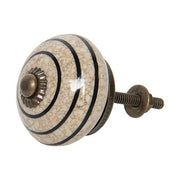 Bézs-fekete vintage kerámia fiókgomb Ø 4 cm