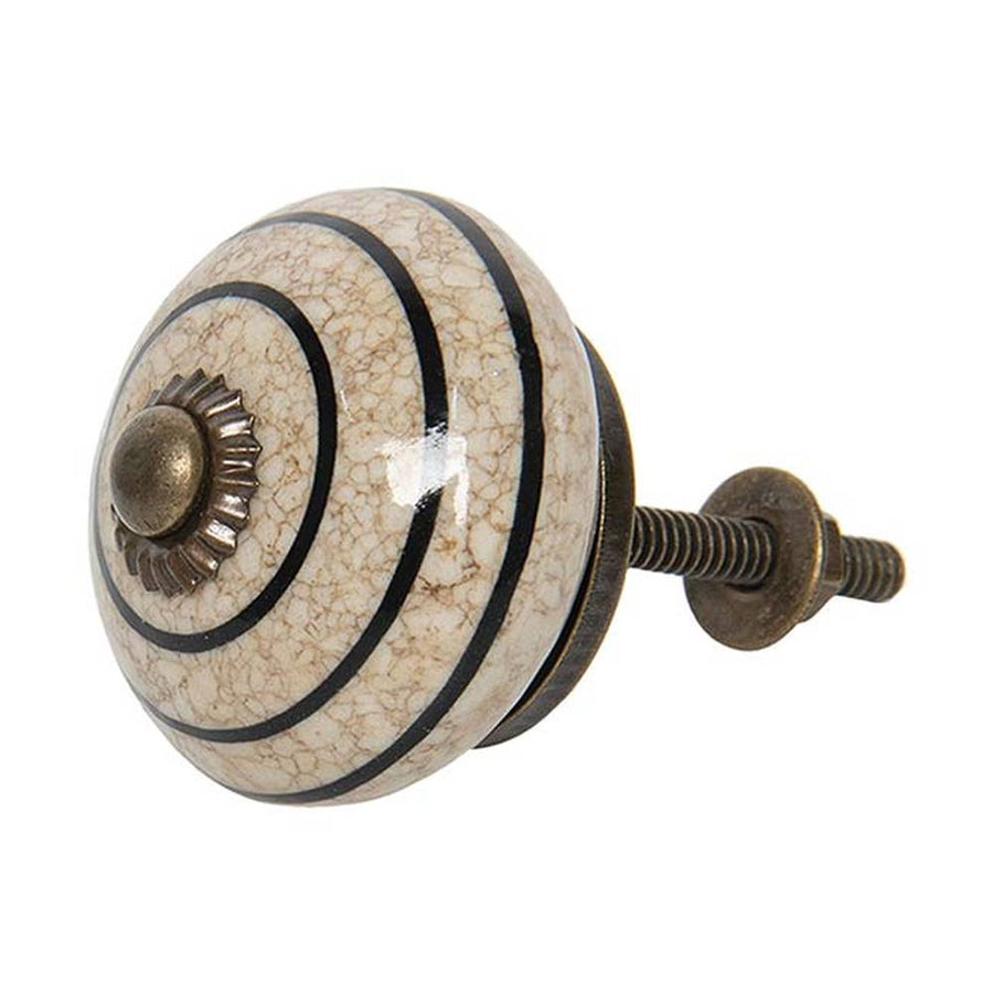 Bézs-fekete vintage kerámia fiókgomb Ø 4 cm