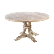 Prémium kategóriás, tömör mangófából készül, 150 cm átmérőjű, vidéki vintage stílusú, kör formájú étkezőasztal 