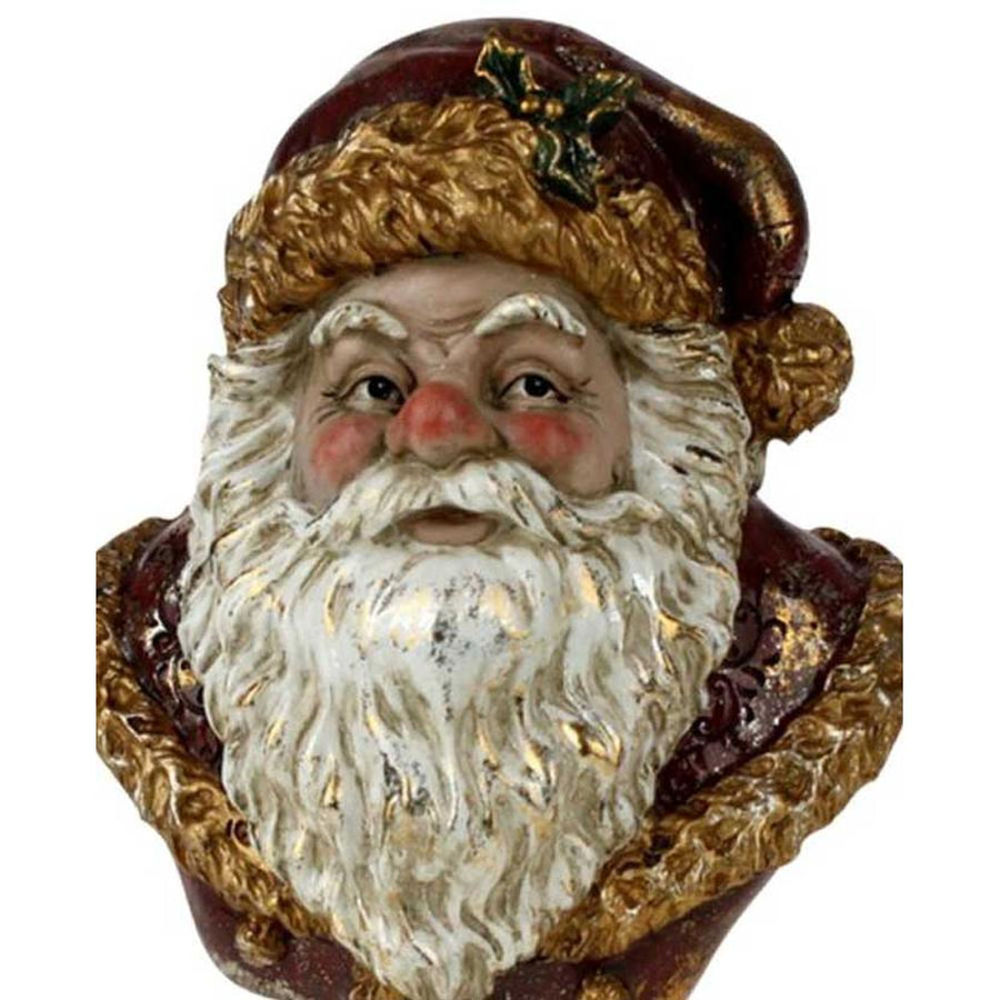 Vintage stílusú, 37 cm magas, klasszikus Mikulás figura mellszobra