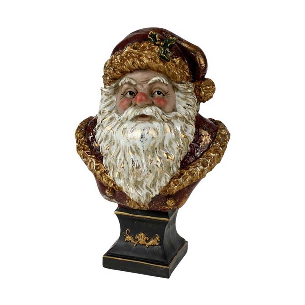 Vintage stílusú, 37 cm magas, klasszikus Mikulás figura mellszobra.