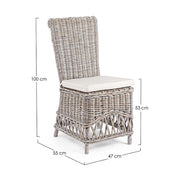 Provanszi stílusú, rattanból készült étkezőszék levehető ekrü színű lenvászon ülőpárnával.