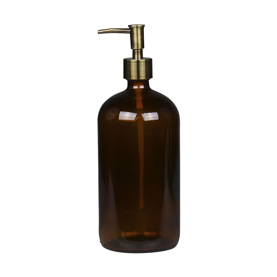 Sötétbarna üvegű, nagyméretű, 1 literes, vintage stílusú folyékony szappanadagló.