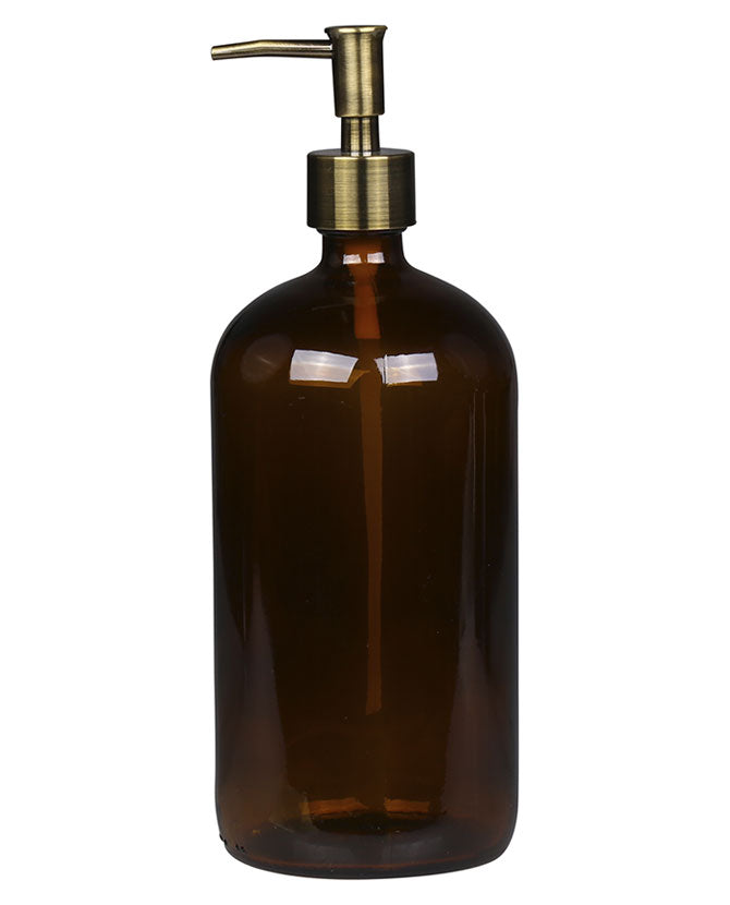 Sötétbarna üvegű, nagyméretű, 1 literes, vintage stílusú folyékony szappanadagló.