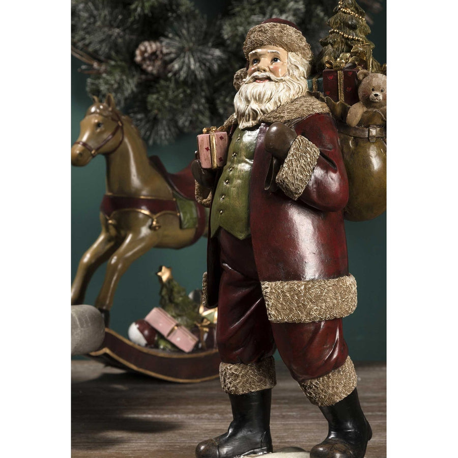 Vintage stílusú, nagyméretű, 37 cm magas, klasszikus Télapó figura..