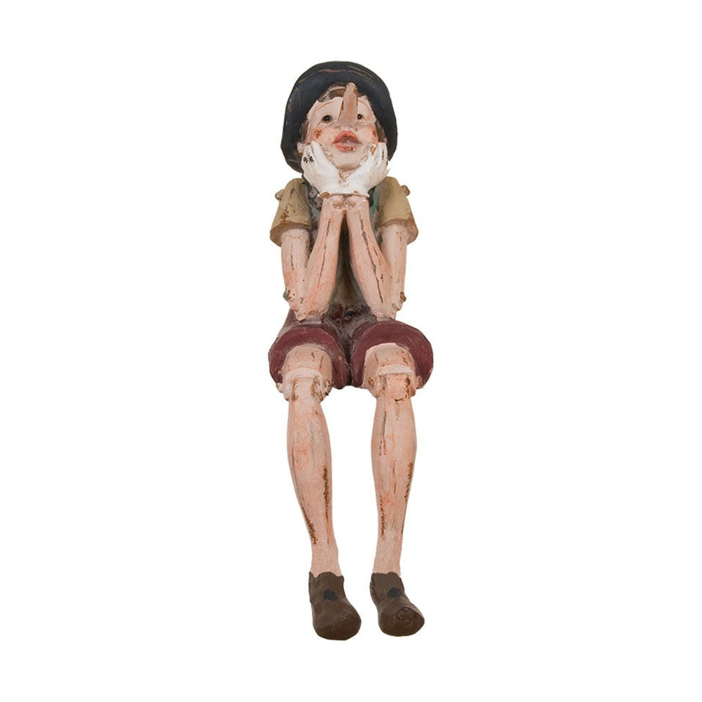 Vintage stílusú, ülő-könyöklő Pinokkió figura