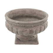 Antikolt szürke színű,, öblös kialakítású, talpas kerámia kaspó tál.